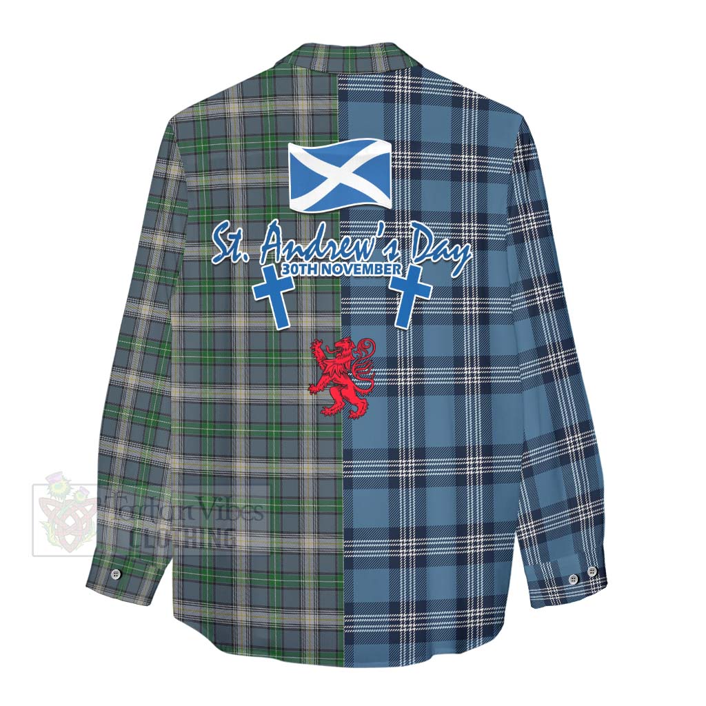 MacDowall (McDowall) Tartan Women's Casual Shirt Happy St. Andrew's Day Half Tartan Style - Tartan Vibes Clothing