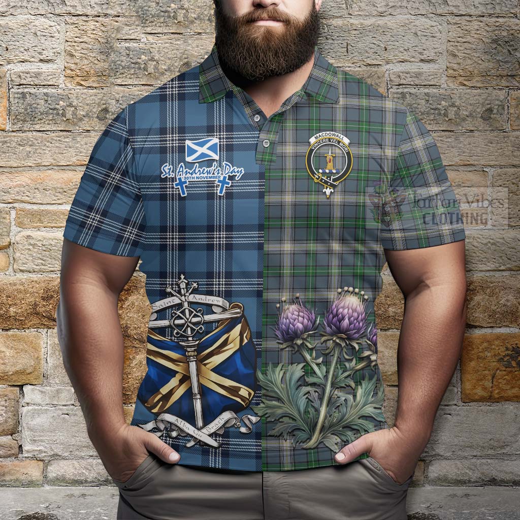 MacDowall (McDowall) Tartan Polo Shirt Happy St. Andrew's Day Half Tartan Style - Tartan Vibes Clothing