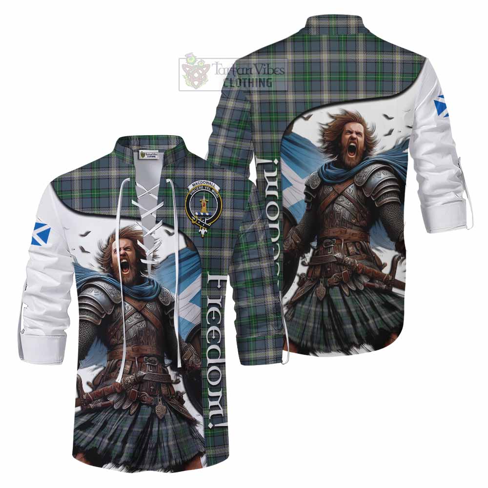 Tartan Vibes Clothing MacDowall (McDowall) Crest Tartan Ghillie Kilt Shirt Inspired by the Freedom of Scottish Warrior