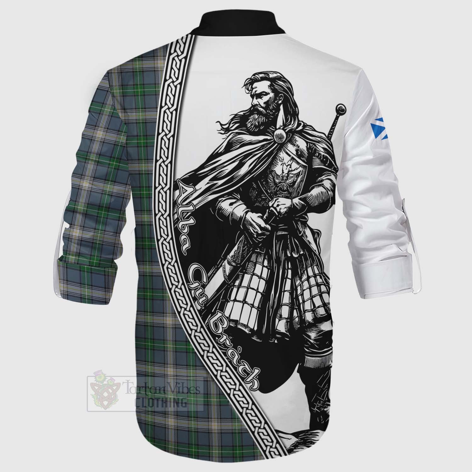 MacDowall (McDowall) Tartan Clan Crest Ghillie Kilt Shirt with Highlander Warrior Celtic Style - Tartan Vibes Clothing