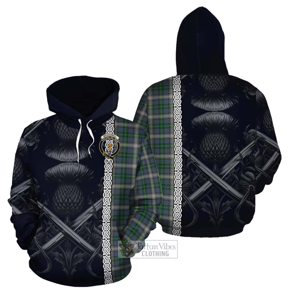 MacDowall (McDowall) Tartan Cotton Hoodie with Family Crest Cross Sword Thistle Celtic Vibes - Tartan Vibes Clothing