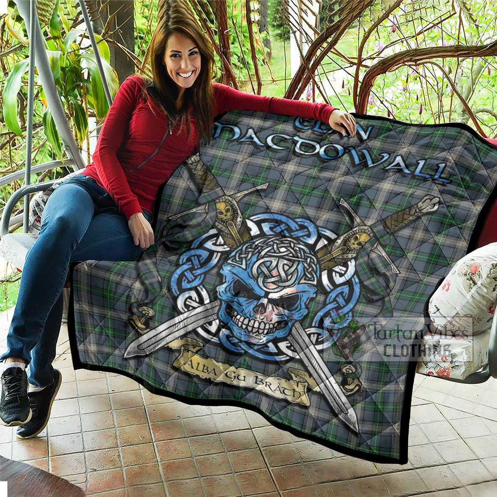 MacDowall (McDowall) Tartan Quilt with Celtic Skull Alba Gu Brath Style - Tartan Vibes Clothing