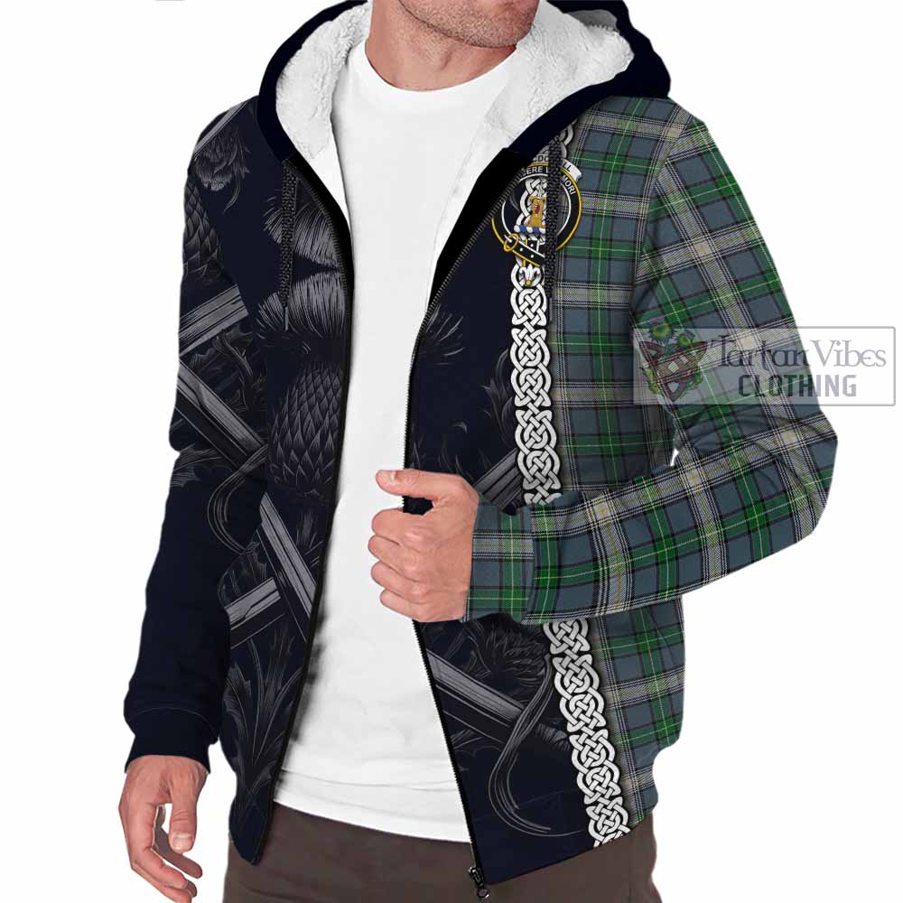 MacDowall (McDowall) Tartan Sherpa Hoodie with Family Crest Cross Sword Thistle Celtic Vibes - Tartan Vibes Clothing