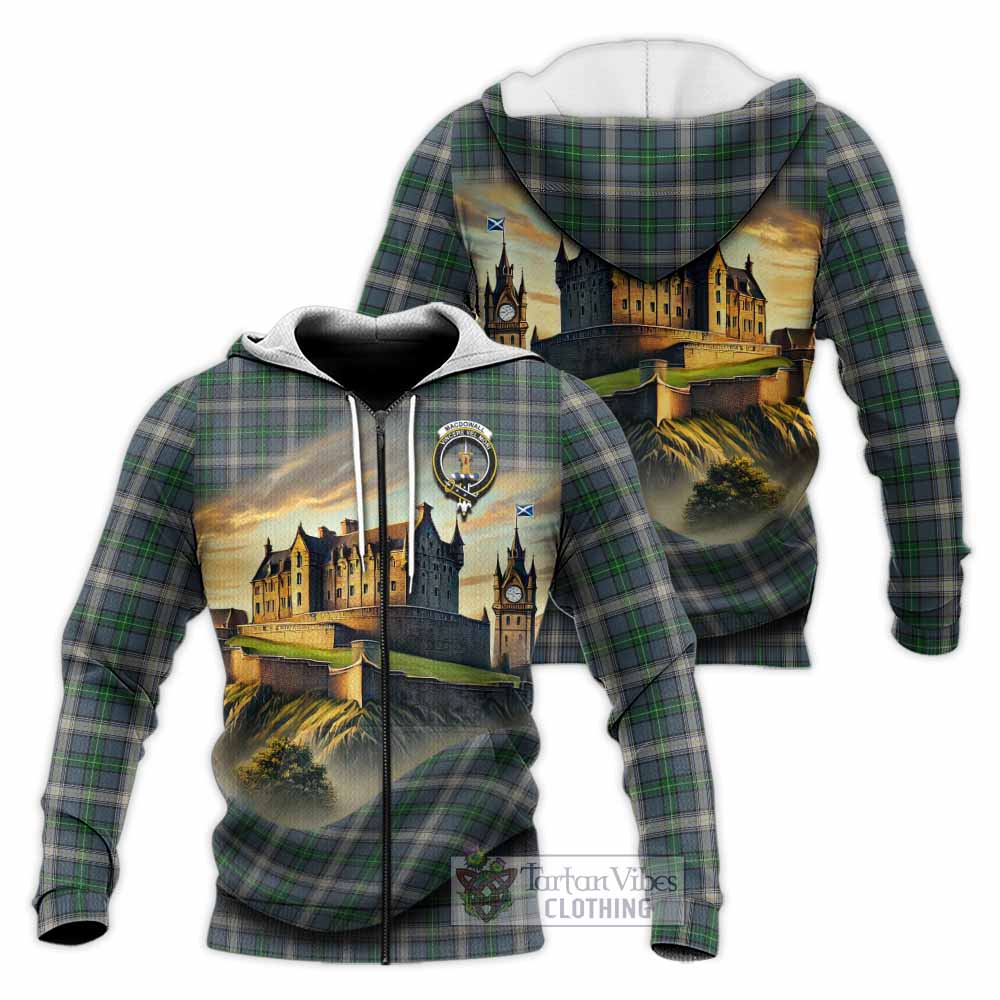 MacDowall (McDowall) Tartan Family Crest Knitted Hoodie with Scottish Ancient Castle Style Unisex Knitted Zip Hoodie - Tartan Vibes Clothing