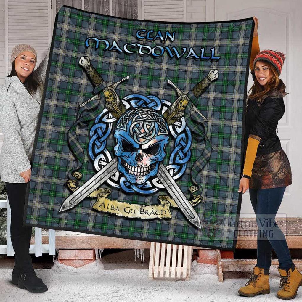 MacDowall (McDowall) Tartan Quilt with Celtic Skull Alba Gu Brath Style - Tartan Vibes Clothing