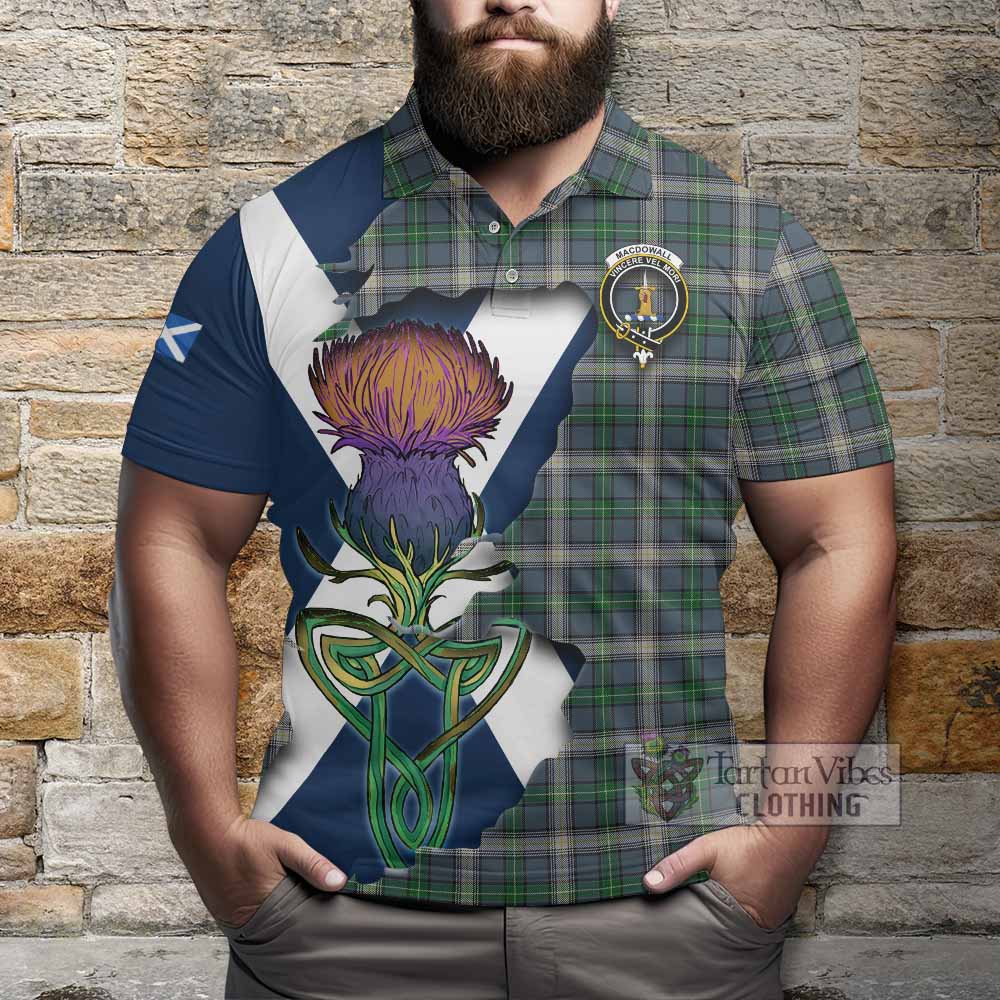Tartan Vibes Clothing MacDowall (McDowall) Tartan Family Crest Polo Shirt Scottish Thistle Celtic Inspired