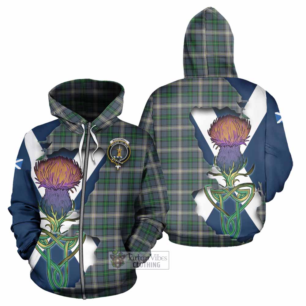 Tartan Vibes Clothing MacDowall (McDowall) Tartan Family Crest Hoodie Scottish Thistle Celtic Inspired