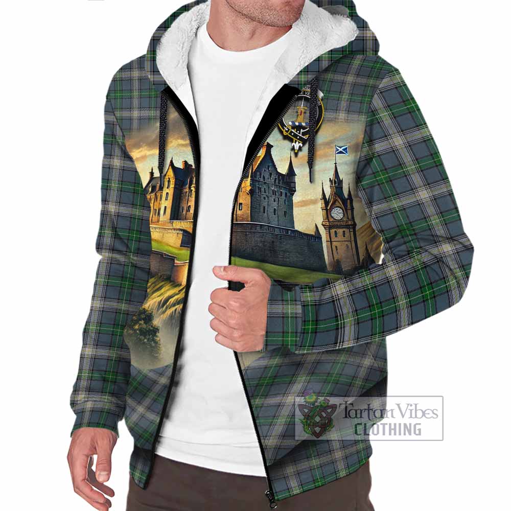 MacDowall (McDowall) Tartan Family Crest Sherpa Hoodie with Scottish Ancient Castle Style - Tartan Vibes Clothing