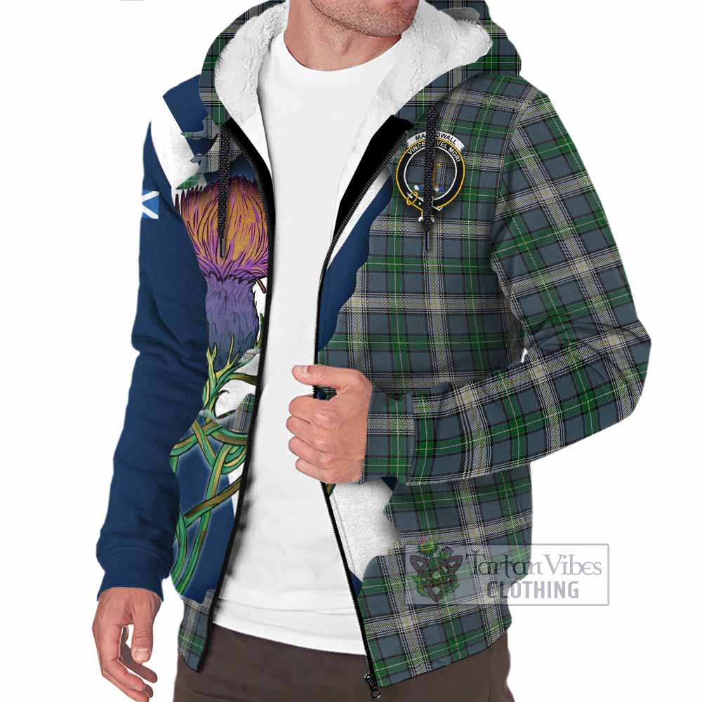 Tartan Vibes Clothing MacDowall (McDowall) Tartan Family Crest Sherpa Hoodie Scottish Thistle Celtic Inspired
