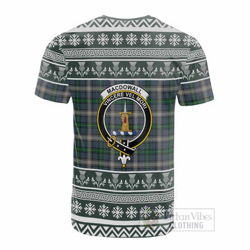MacDowall (McDowall) Clan Tartan Christmas Cotton T-shirt with Family Crest
