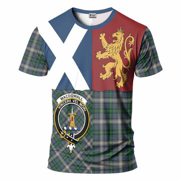 MacDowall (McDowall) Crest Tartan T-Shirt with Lion Rampant Saltire Style