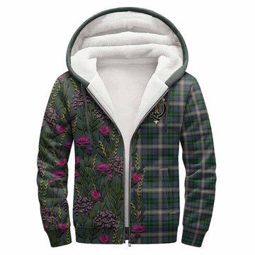 MacDowall (McDowall) Family Crest Tartan Sherpa Hoodie Scottish Thistle Flower Pattern Half Style - Tartan Vibes Clothing