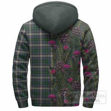 MacDowall (McDowall) Family Crest Tartan Sherpa Hoodie Scottish Thistle Flower Pattern Half Style - Tartan Vibes Clothing