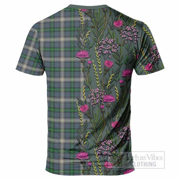 MacDowall (McDowall) Family Crest Tartan T-Shirt Scottish Thistle Flower Pattern Half Style