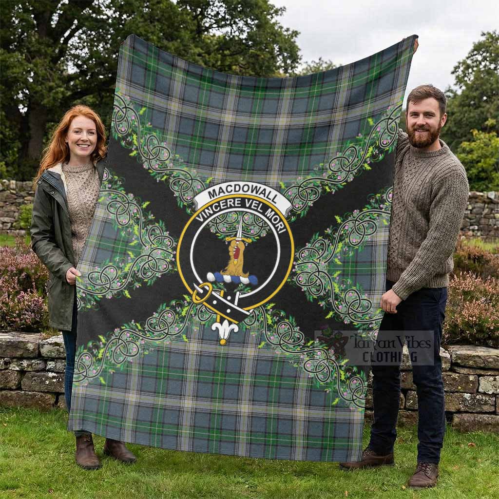 MacDowall (McDowall) Scottish Tartan Crest Blanket Thistle Celtic Knotwork Heritage Art