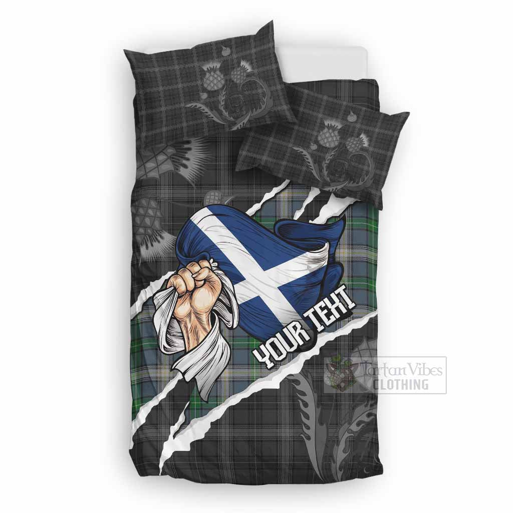 MacDowall (McDowall) Tartan Bedding Set Hands with Scotland National Flags