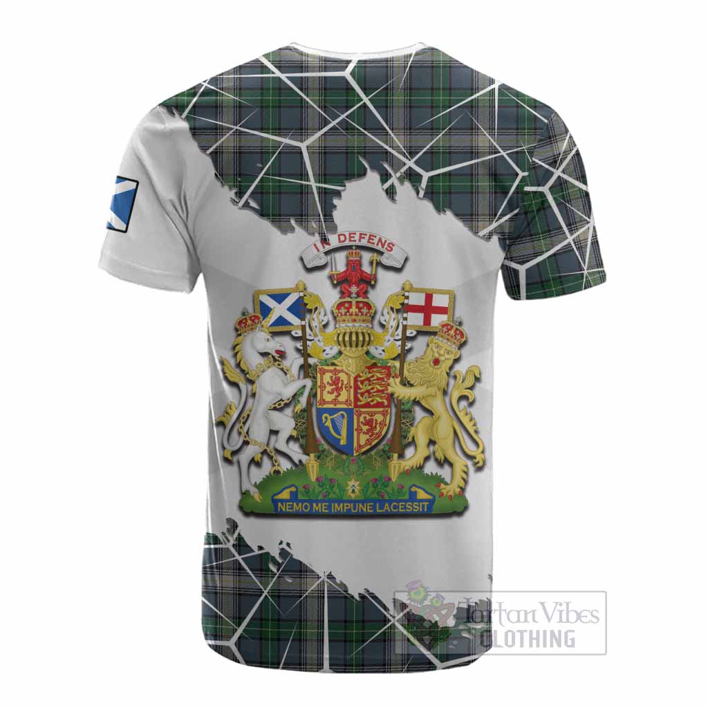 MacDowall (McDowall) Tartan Cotton T-shirt with Family Crest and Lion Rampant Grunge Style