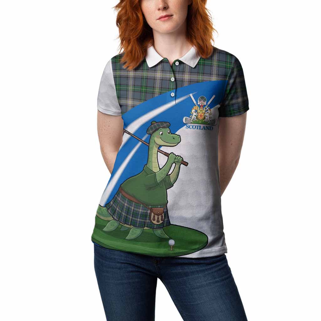 MacDowall (McDowall) Tartan Crest Golf Nessie Women Polo Shirt Loch Ness Monster Sporty Style