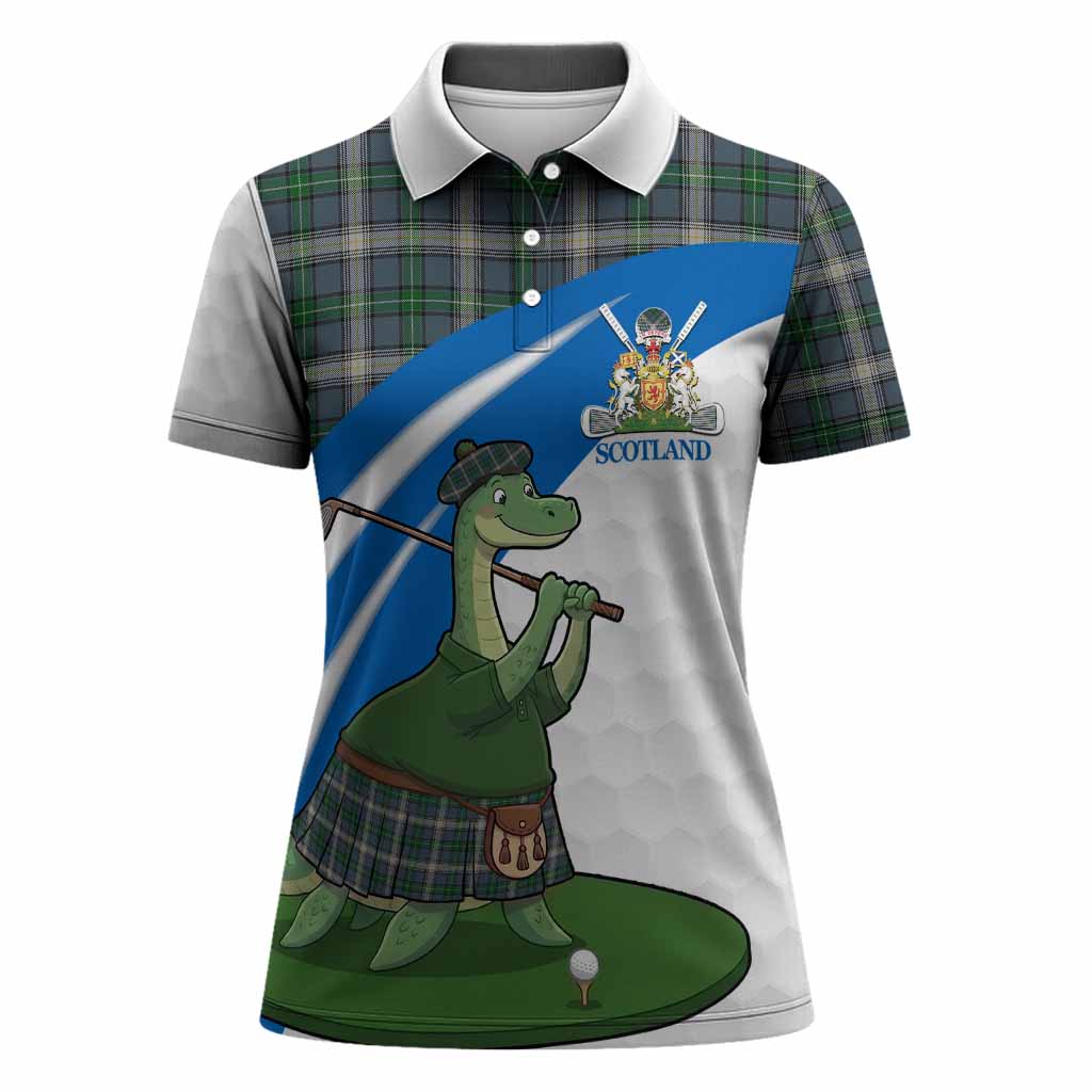 MacDowall (McDowall) Tartan Crest Golf Nessie Women Polo Shirt Loch Ness Monster Sporty Style