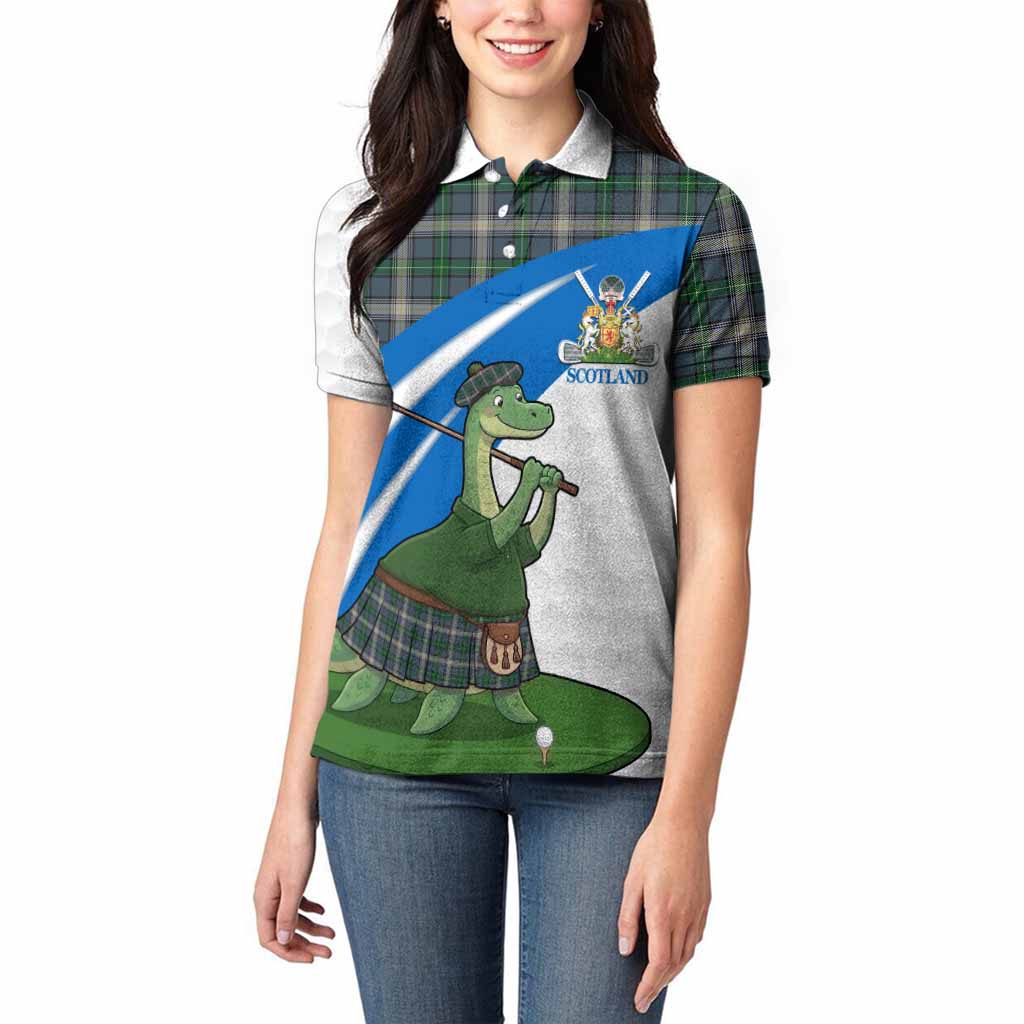 MacDowall (McDowall) Tartan Crest Golf Nessie Women Polo Shirt Loch Ness Monster Sporty Style