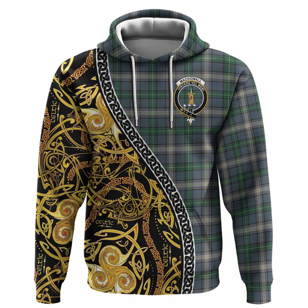 MacDowall (McDowall) Tartan Crest Hoodie Celtic Knot and Triple Trickle Spiral Symbols