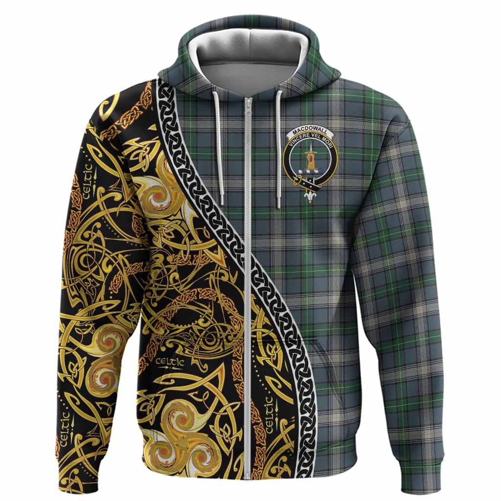 MacDowall (McDowall) Tartan Crest Hoodie Celtic Knot and Triple Trickle Spiral Symbols