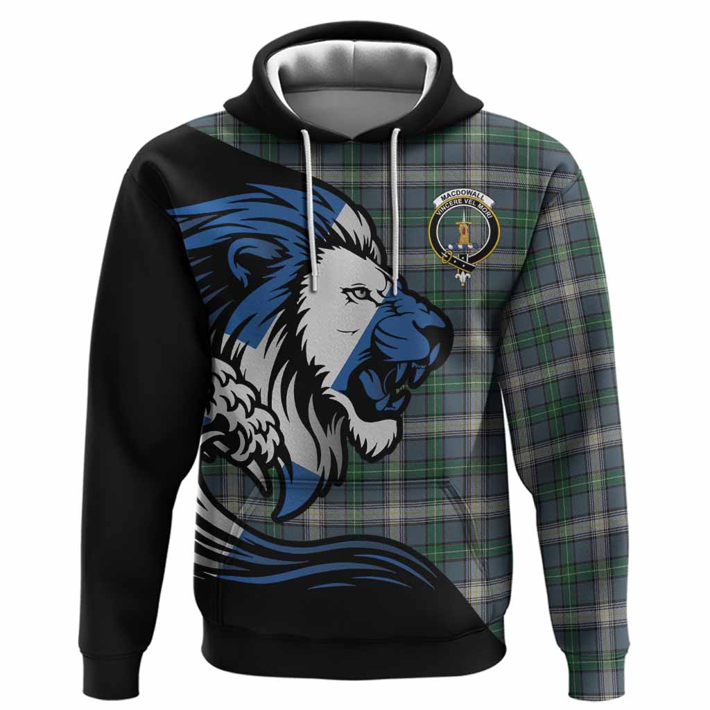 MacDowall (McDowall) Tartan Crest Hoodie Scottish Golden Lions Wave Flow
