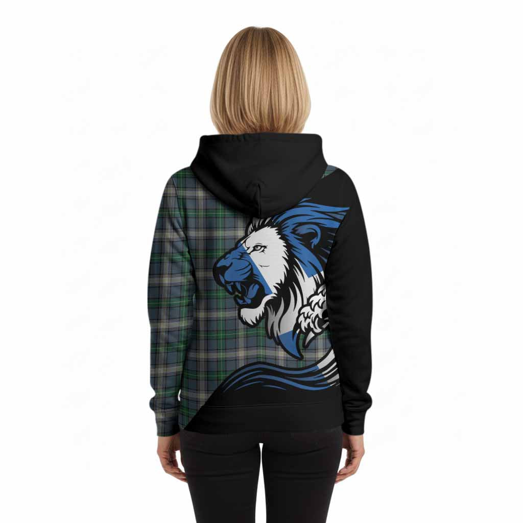 MacDowall (McDowall) Tartan Crest Hoodie Scottish Golden Lions Wave Flow