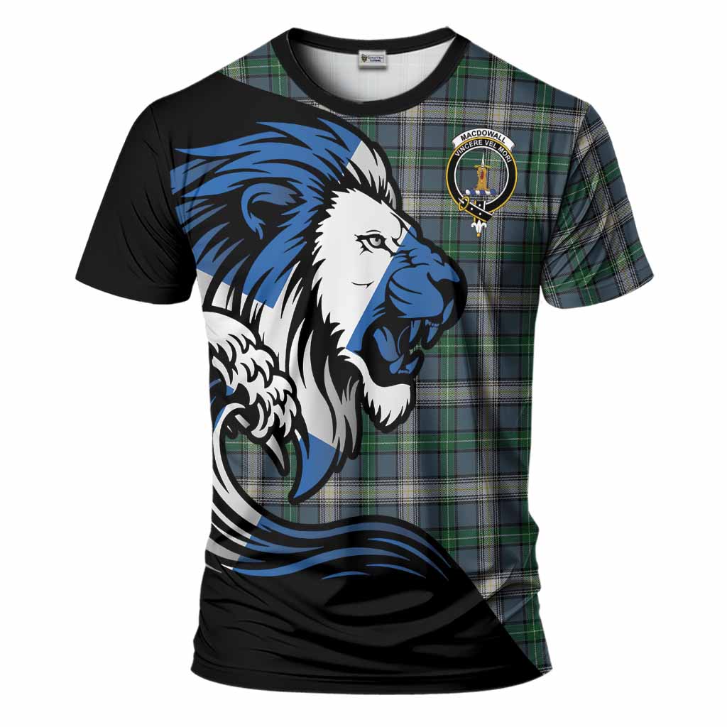 MacDowall (McDowall) Tartan Crest T-Shirt Scottish Golden Lions Wave Flow