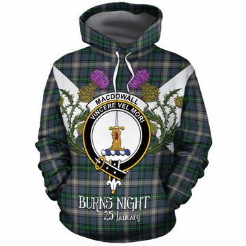 MacDowall (McDowall) Tartan Family Crest Cotton Hoodie Scottish Burns Night Thistle Floral