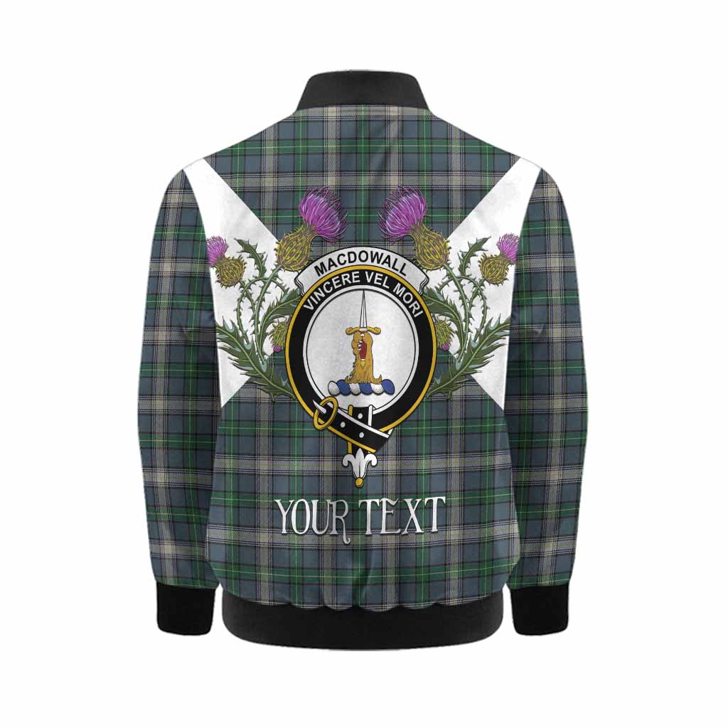 MacDowall (McDowall) Tartan Family Crest Kid Bomber Jacket Scottish Burns Night Thistle Floral