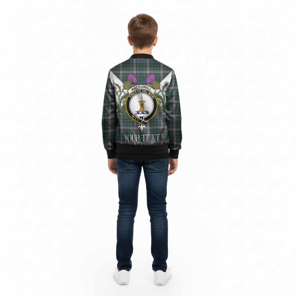 MacDowall (McDowall) Tartan Family Crest Kid Bomber Jacket Scottish Burns Night Thistle Floral