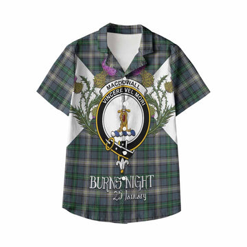 MacDowall (McDowall) Tartan Family Crest Kid Hawaiian Shirt Scottish Burns Night Thistle Floral