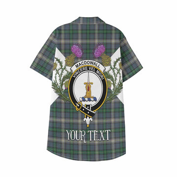 MacDowall (McDowall) Tartan Family Crest Kid Hawaiian Shirt Scottish Burns Night Thistle Floral