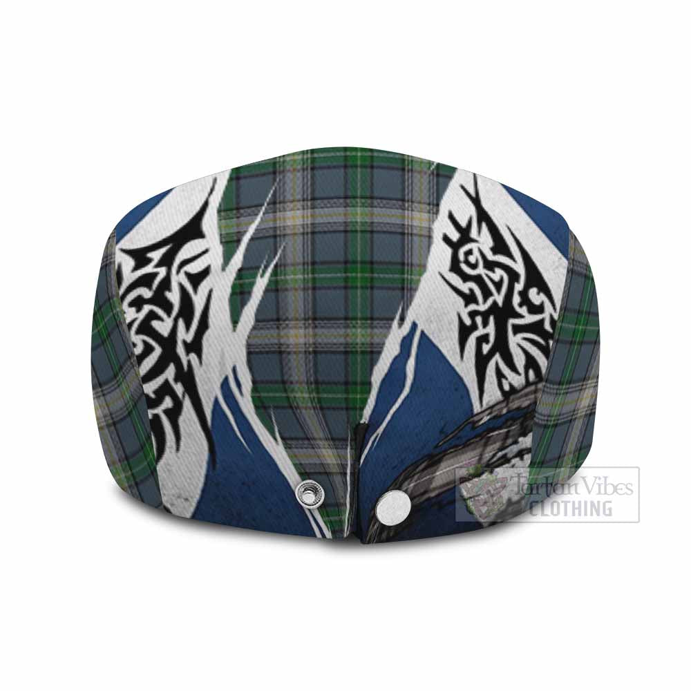 MacDowall (McDowall) Tartan Flat Cap, Jeff Cap Scotland Flag Ripped Tribal Design