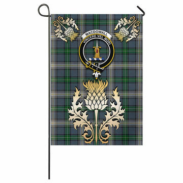 MacDowall (McDowall) Tartan Garden Flag with Golden Regal Scottish Thistle Emblem - Tartan Vibes Clothing