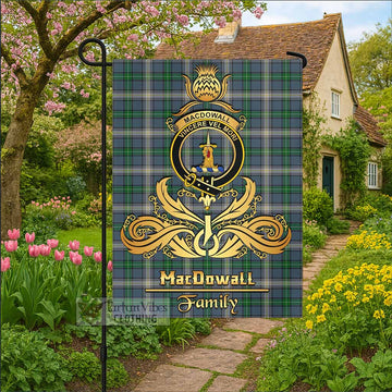 MacDowall (McDowall) Tartan Garden Flag with Highland Thistle Cherish Family Crest Style