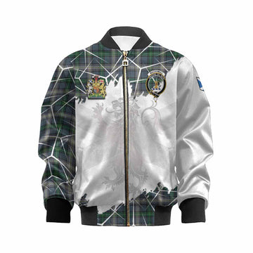 MacDowall (McDowall) Tartan Kid Bomber Jacket with Family Crest and Lion Rampant Grunge Style