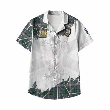 MacDowall (McDowall) Tartan Kid Hawaiian Shirt with Family Crest and Lion Rampant Grunge Style