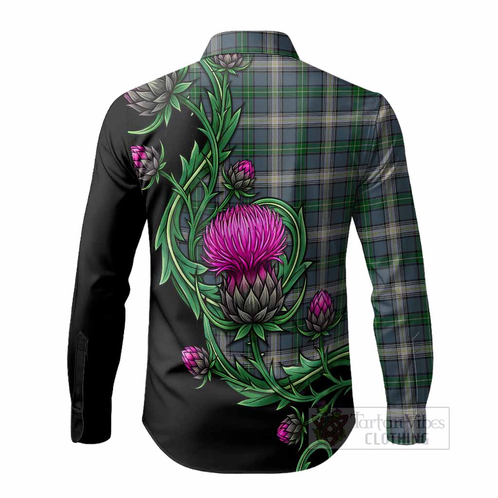 MacDowall (McDowall) Tartan Long Sleeve Button Shirts Resilient Scottish Thistle Men's Shirt - Tartan Vibes Clothing