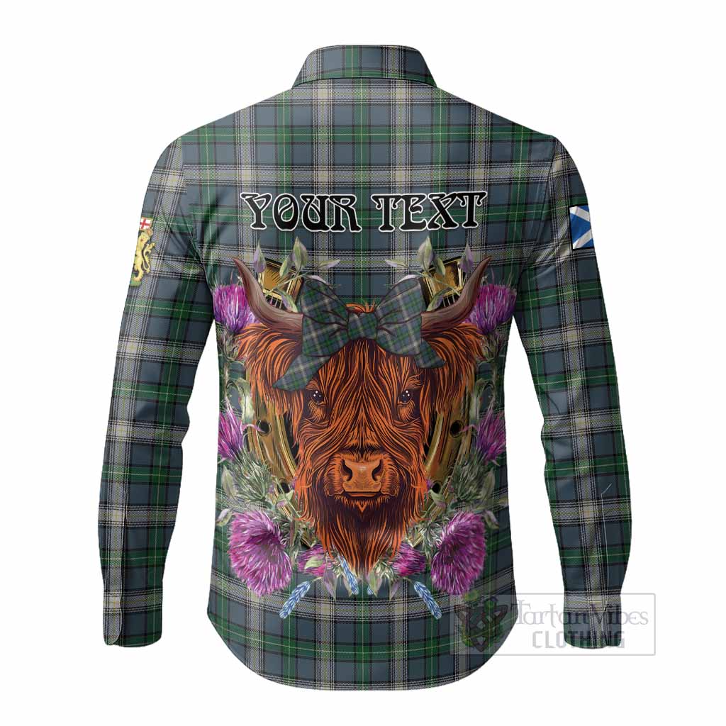MacDowall (McDowall) Tartan Long Sleeve Button Shirts Scottish Thistle Heilan Coo Men's Shirt - Tartan Vibes Clothing