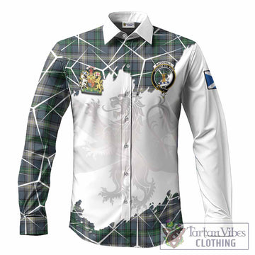 MacDowall (McDowall) Tartan Long Sleeve Button Shirts with Family Crest and Lion Rampant Grunge Style
