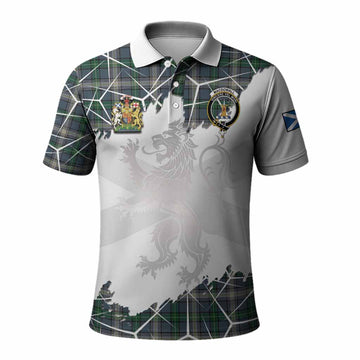 MacDowall (McDowall) Tartan Polo Shirt with Family Crest and Lion Rampant Grunge Style