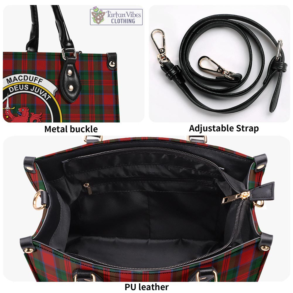 Tartan Vibes Clothing MacDuff Tartan Luxury Leather Handbags with Family Crest