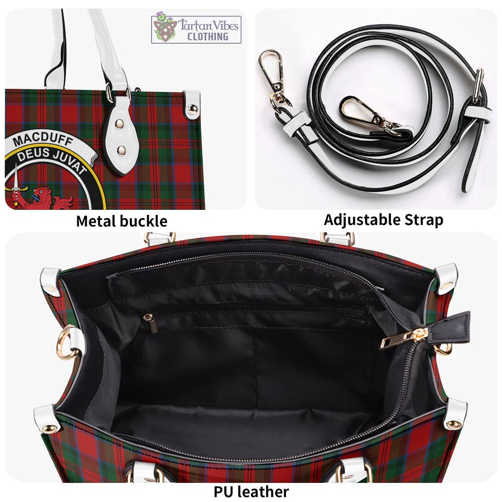 Tartan Vibes Clothing MacDuff Tartan Luxury Leather Handbags with Family Crest