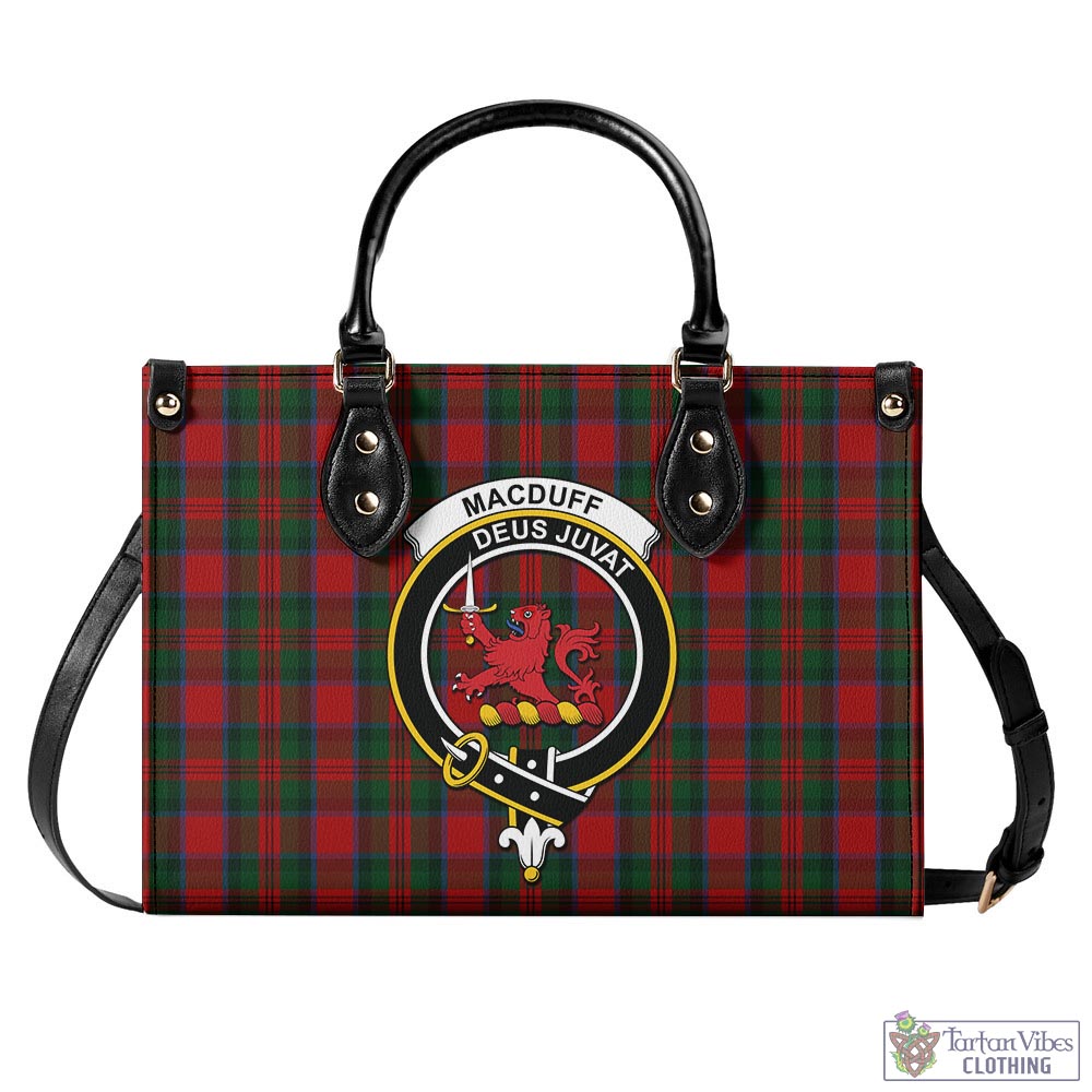 Tartan Vibes Clothing MacDuff Tartan Luxury Leather Handbags with Family Crest