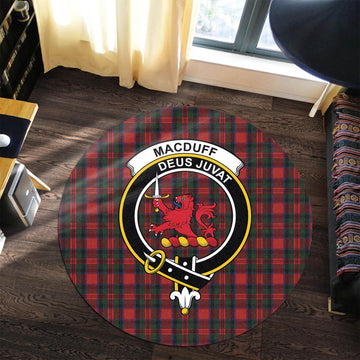 macduff-tartan-round-rug-with-family-crest