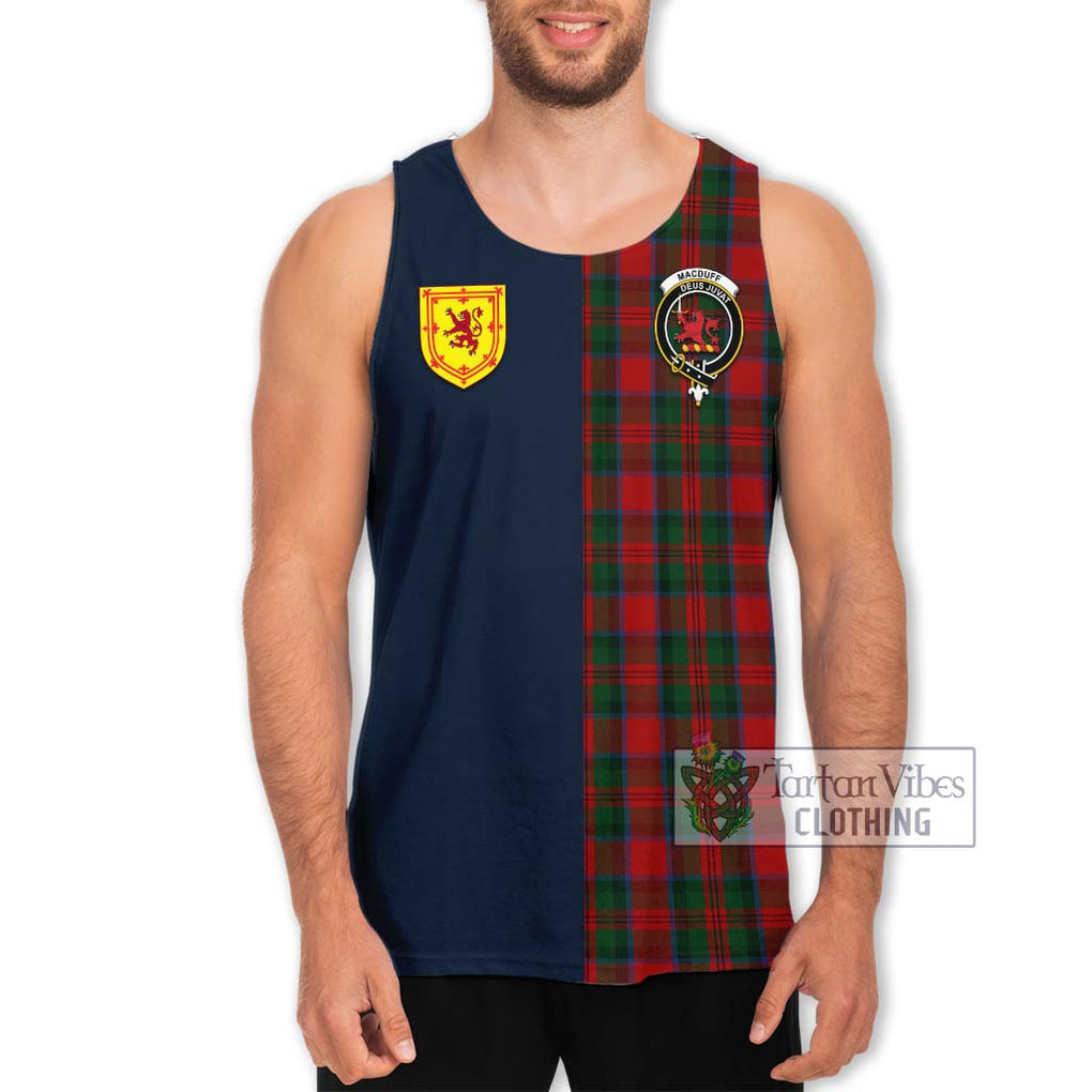 Tartan Vibes Clothing MacDuff Tartan Men's Tank Top with Scottish Lion Royal Arm Half Style