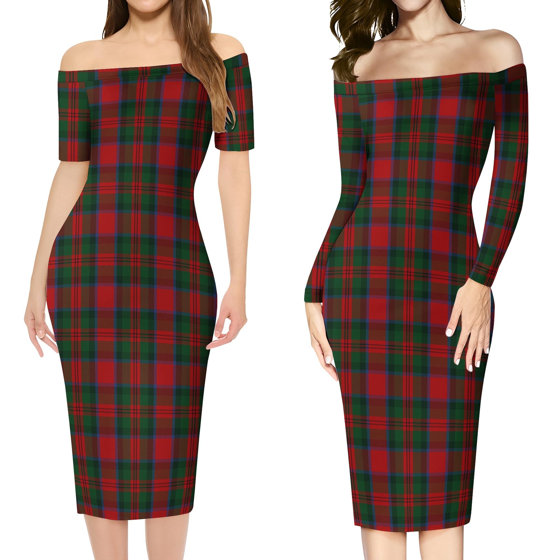 MacDuff Tartan Off Shoulder Lady Dress Women's Dress - Tartanvibesclothing