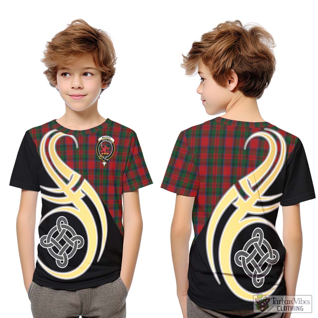 MacDuff (McDuff) Tartan Kid T-Shirt with Family Crest and Celtic Symbol Style Youth XL Size14 - Tartan Vibes Clothing